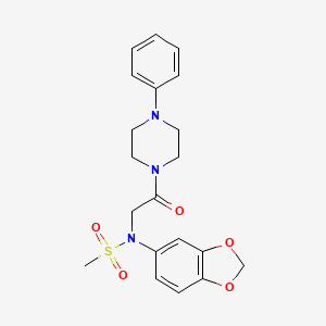 molecular formula C20H23N3O5S B3610324 N-1,3-benzodioxol-5-yl-N-[2-oxo-2-(4-phenyl-1-piperazinyl)ethyl]methanesulfonamide 