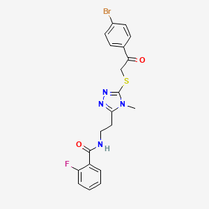 molecular formula C20H18BrFN4O2S B3610347 N-[2-(5-{[2-(4-bromophenyl)-2-oxoethyl]sulfanyl}-4-methyl-4H-1,2,4-triazol-3-yl)ethyl]-2-fluorobenzamide 