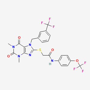 molecular formula C24H19F6N5O4S B3610472 2-({1,3-dimethyl-2,6-dioxo-7-[3-(trifluoromethyl)benzyl]-2,3,6,7-tetrahydro-1H-purin-8-yl}sulfanyl)-N-[4-(trifluoromethoxy)phenyl]acetamide 