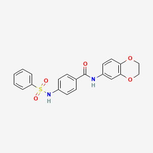molecular formula C21H18N2O5S B3610482 N-(2,3-dihydro-1,4-benzodioxin-6-yl)-4-[(phenylsulfonyl)amino]benzamide 
