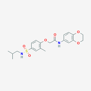 molecular formula C21H26N2O6S B3610522 N-(2,3-dihydro-1,4-benzodioxin-6-yl)-2-[2-methyl-4-(2-methylpropylsulfamoyl)phenoxy]acetamide 