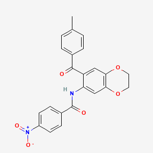 molecular formula C23H18N2O6 B3610566 N-{7-[(4-methylphenyl)carbonyl]-2,3-dihydro-1,4-benzodioxin-6-yl}-4-nitrobenzamide 