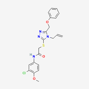 molecular formula C21H21ClN4O3S B3610594 N-(3-chloro-4-methoxyphenyl)-2-{[5-(phenoxymethyl)-4-(prop-2-en-1-yl)-4H-1,2,4-triazol-3-yl]sulfanyl}acetamide 