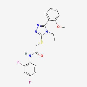 molecular formula C19H18F2N4O2S B3610676 N-(2,4-difluorophenyl)-2-[[4-ethyl-5-(2-methoxyphenyl)-1,2,4-triazol-3-yl]sulfanyl]acetamide 