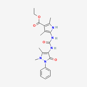 molecular formula C21H25N5O4 B3610727 ethyl 5-({[(1,5-dimethyl-3-oxo-2-phenyl-2,3-dihydro-1H-pyrazol-4-yl)amino]carbonyl}amino)-2,4-dimethyl-1H-pyrrole-3-carboxylate 