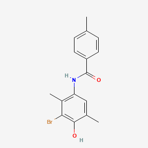 molecular formula C16H16BrNO2 B3610741 N-(3-bromo-4-hydroxy-2,5-dimethylphenyl)-4-methylbenzamide 