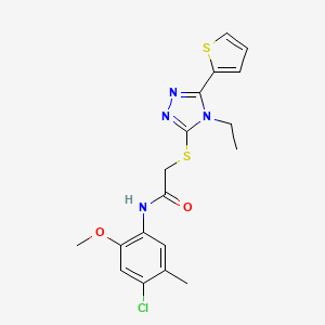 molecular formula C18H19ClN4O2S2 B3610773 N-(4-chloro-2-methoxy-5-methylphenyl)-2-[(4-ethyl-5-thiophen-2-yl-1,2,4-triazol-3-yl)sulfanyl]acetamide CAS No. 566881-55-8