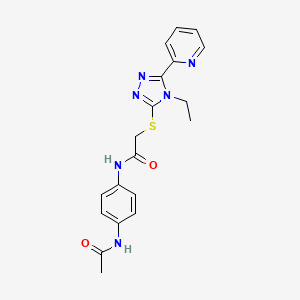molecular formula C19H20N6O2S B3610797 N-[4-(acetylamino)phenyl]-2-{[4-ethyl-5-(2-pyridinyl)-4H-1,2,4-triazol-3-yl]sulfanyl}acetamide CAS No. 578720-61-3