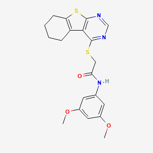 molecular formula C20H21N3O3S2 B3610816 N-(3,5-dimethoxyphenyl)-2-(5,6,7,8-tetrahydro[1]benzothieno[2,3-d]pyrimidin-4-ylsulfanyl)acetamide 