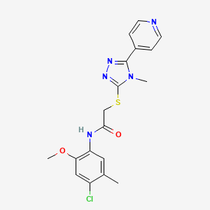 molecular formula C18H18ClN5O2S B3610849 N-(4-chloro-2-methoxy-5-methylphenyl)-2-{[4-methyl-5-(pyridin-4-yl)-4H-1,2,4-triazol-3-yl]sulfanyl}acetamide 