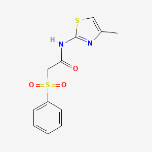 molecular formula C12H12N2O3S2 B3610866 N-(4-methyl-1,3-thiazol-2-yl)-2-(phenylsulfonyl)acetamide 