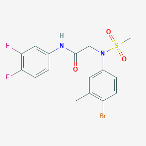 molecular formula C16H15BrF2N2O3S B3610897 N~2~-(4-bromo-3-methylphenyl)-N~1~-(3,4-difluorophenyl)-N~2~-(methylsulfonyl)glycinamide 