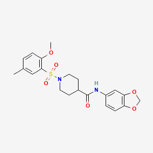 molecular formula C21H24N2O6S B3610902 N-(1,3-benzodioxol-5-yl)-1-(2-methoxy-5-methylphenyl)sulfonylpiperidine-4-carboxamide 