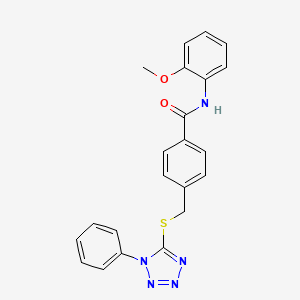 molecular formula C22H19N5O2S B3610913 N-(2-methoxyphenyl)-4-{[(1-phenyl-1H-tetrazol-5-yl)thio]methyl}benzamide 