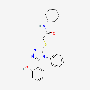 molecular formula C22H24N4O2S B3610915 N-cyclohexyl-2-{[5-(2-hydroxyphenyl)-4-phenyl-4H-1,2,4-triazol-3-yl]thio}acetamide 