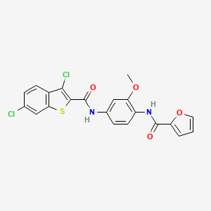 molecular formula C21H14Cl2N2O4S B3610973 N-(4-{[(3,6-dichloro-1-benzothien-2-yl)carbonyl]amino}-2-methoxyphenyl)-2-furamide 