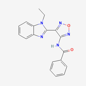 molecular formula C18H15N5O2 B3611123 N-[4-(1-ethyl-1H-benzimidazol-2-yl)-1,2,5-oxadiazol-3-yl]benzamide 