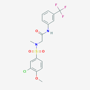 molecular formula C17H16ClF3N2O4S B3611139 N~2~-[(3-chloro-4-methoxyphenyl)sulfonyl]-N~2~-methyl-N-[3-(trifluoromethyl)phenyl]glycinamide 
