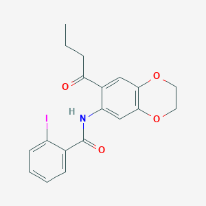 molecular formula C19H18INO4 B3611205 N-(7-butanoyl-2,3-dihydro-1,4-benzodioxin-6-yl)-2-iodobenzamide 