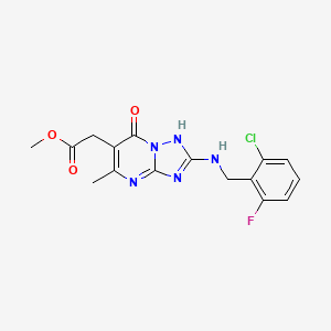 molecular formula C16H15ClFN5O3 B3611249 methyl {2-[(2-chloro-6-fluorobenzyl)amino]-5-methyl-7-oxo-4,7-dihydro[1,2,4]triazolo[1,5-a]pyrimidin-6-yl}acetate 