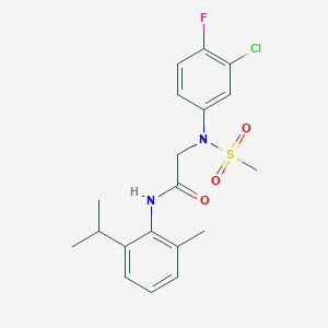 molecular formula C19H22ClFN2O3S B3611315 N~2~-(3-chloro-4-fluorophenyl)-N~1~-(2-isopropyl-6-methylphenyl)-N~2~-(methylsulfonyl)glycinamide 