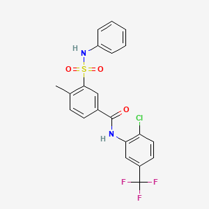 molecular formula C21H16ClF3N2O3S B3611489 N-[2-chloro-5-(trifluoromethyl)phenyl]-4-methyl-3-(phenylsulfamoyl)benzamide 