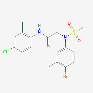 molecular formula C17H18BrClN2O3S B3611564 N~2~-(4-bromo-3-methylphenyl)-N~1~-(4-chloro-2-methylphenyl)-N~2~-(methylsulfonyl)glycinamide 