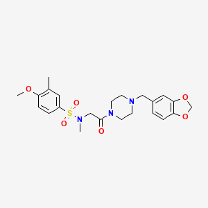 molecular formula C23H29N3O6S B3611591 N-{2-[4-(1,3-benzodioxol-5-ylmethyl)piperazin-1-yl]-2-oxoethyl}-4-methoxy-N,3-dimethylbenzenesulfonamide 