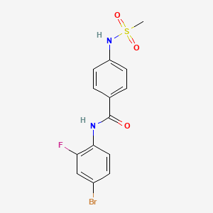 molecular formula C14H12BrFN2O3S B3611626 N-(4-bromo-2-fluorophenyl)-4-[(methylsulfonyl)amino]benzamide 