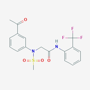 molecular formula C18H17F3N2O4S B3611754 N~2~-(3-acetylphenyl)-N~2~-(methylsulfonyl)-N~1~-[2-(trifluoromethyl)phenyl]glycinamide 