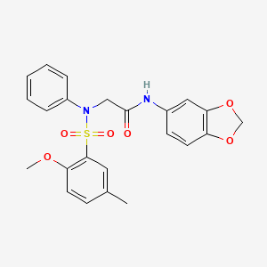 molecular formula C23H22N2O6S B3611941 N-(2H-1,3-BENZODIOXOL-5-YL)-2-(N-PHENYL2-METHOXY-5-METHYLBENZENESULFONAMIDO)ACETAMIDE 