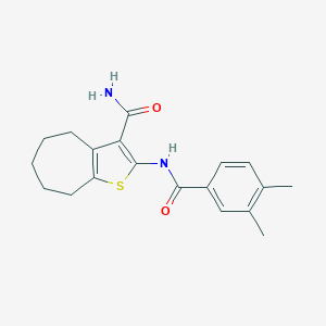 molecular formula C19H22N2O2S B361200 2-(3,4-dimethylbenzamido)-5,6,7,8-tetrahydro-4H-cyclohepta[b]thiophene-3-carboxamide CAS No. 321532-71-2