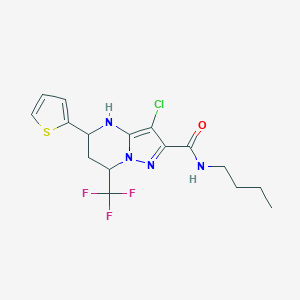 molecular formula C16H18ClF3N4OS B361231 N-butyl-3-chloro-5-(2-thienyl)-7-(trifluoromethyl)-4,5,6,7-tetrahydropyrazolo[1,5-a]pyrimidine-2-carboxamide 