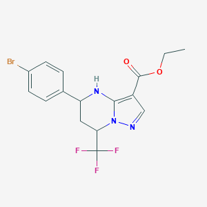 molecular formula C16H15BrF3N3O2 B361234 Ethyl 5-(4-bromophenyl)-7-(trifluoromethyl)-4,5,6,7-tetrahydropyrazolo[1,5-a]pyrimidine-3-carboxylate CAS No. 494861-39-1