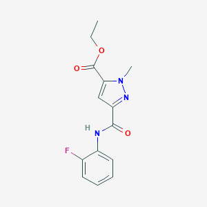molecular formula C14H14FN3O3 B361242 ethyl 3-[(2-fluoroanilino)carbonyl]-1-methyl-1H-pyrazole-5-carboxylate 