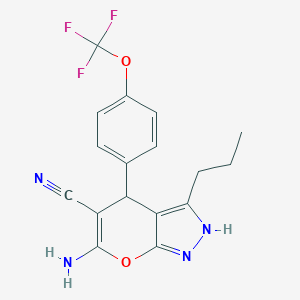 molecular formula C17H15F3N4O2 B361249 6-Amino-3-propyl-4-[4-(trifluoromethoxy)phenyl]-2,4-dihydropyrano[2,3-c]pyrazole-5-carbonitrile CAS No. 371234-49-0