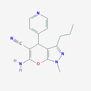 6-Amino-1-methyl-3-propyl-4-(4-pyridinyl)-1,4-dihydropyrano[2,3-c]pyrazole-5-carbonitrile