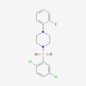 molecular formula C16H15Cl2FN2O2S B361292 1,4-二氯-2-((4-(2-氟苯基)哌嗪基)磺酰基)苯 CAS No. 497060-77-2
