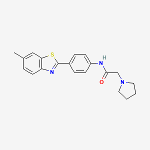 molecular formula C20H21N3OS B3612981 N-[4-(6-methyl-1,3-benzothiazol-2-yl)phenyl]-2-pyrrolidin-1-ylacetamide 