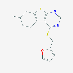 molecular formula C16H16N2OS2 B361308 4-[(2-Furylmethyl)sulfanyl]-7-methyl-5,6,7,8-tetrahydro[1]benzothieno[2,3-d]pyrimidine CAS No. 315678-02-5