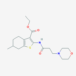 molecular formula C19H28N2O4S B361313 Ethyl 6-methyl-2-(3-morpholinopropanamido)-4,5,6,7-tetrahydrobenzo[b]thiophene-3-carboxylate 