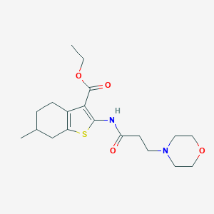 molecular formula C19H28N2O4S B361313 Ethyl 6-methyl-2-(3-morpholinopropanamido)-4,5,6,7-tetrahydrobenzo[b]thiophene-3-carboxylate CAS No. 315676-80-3