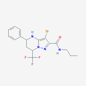 molecular formula C17H18BrF3N4O B361350 3-bromo-5-phenyl-N-propyl-7-(trifluoromethyl)-4,5,6,7-tetrahydropyrazolo[1,5-a]pyrimidine-2-carboxamide 