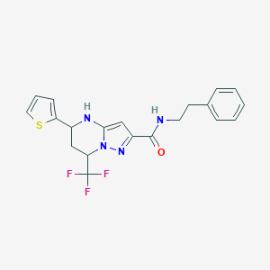 molecular formula C20H19F3N4OS B361351 N-(2-phenylethyl)-5-(thiophen-2-yl)-7-(trifluoromethyl)-4,5,6,7-tetrahydropyrazolo[1,5-a]pyrimidine-2-carboxamide 
