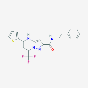 molecular formula C20H19F3N4OS B361351 N-(2-phenylethyl)-5-(2-thienyl)-7-(trifluoromethyl)-4,5,6,7-tetrahydropyrazolo[1,5-a]pyrimidine-2-carboxamide 