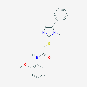 molecular formula C19H18ClN3O2S B361386 N-(5-chloro-2-methoxyphenyl)-2-((1-methyl-5-phenyl-1H-imidazol-2-yl)thio)acetamide CAS No. 338426-36-1