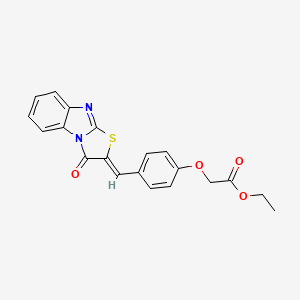 molecular formula C20H16N2O4S B3614223 ethyl {4-[(3-oxo[1,3]thiazolo[3,2-a]benzimidazol-2(3H)-ylidene)methyl]phenoxy}acetate 