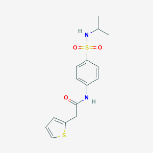 molecular formula C15H18N2O3S2 B361452 N-{4-[(isopropylamino)sulfonyl]phenyl}-2-(2-thienyl)acetamide CAS No. 692746-36-4