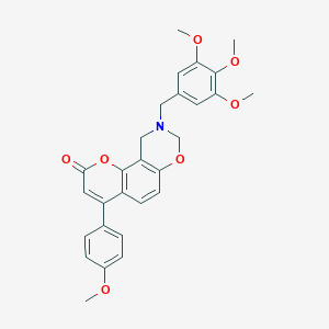 molecular formula C28H27NO7 B361453 4-(4-methoxyphenyl)-9-(3,4,5-trimethoxybenzyl)-9,10-dihydro-2H,8H-chromeno[8,7-e][1,3]oxazin-2-one CAS No. 859859-49-7