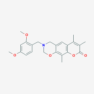 molecular formula C23H25NO5 B361459 3-(2,4-dimethoxybenzyl)-6,7,10-trimethyl-3,4-dihydro-2H,8H-chromeno[6,7-e][1,3]oxazin-8-one CAS No. 859860-68-7